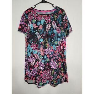 Natori Multicolored Floral‎ T-shirt, Size Large